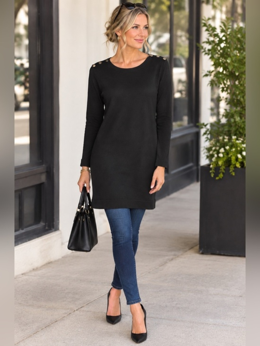 Repeat Crew Neck Tunic Sweater Top Sz XS NWT